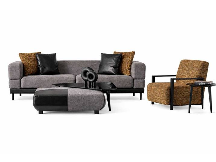 Xlmoebel Polstergarnitur Moderne Polstergarnitur in Grau mit Couchtisch und Beistelltisch, (Polstergarnitur, 5-tlg., Moderne Polstergarnitur mit Couchtisch & Beistelltisch), Made in Europa