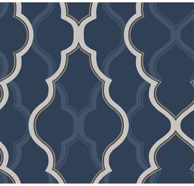 Candice Olson Double Damask Dark Blue Wallpaper