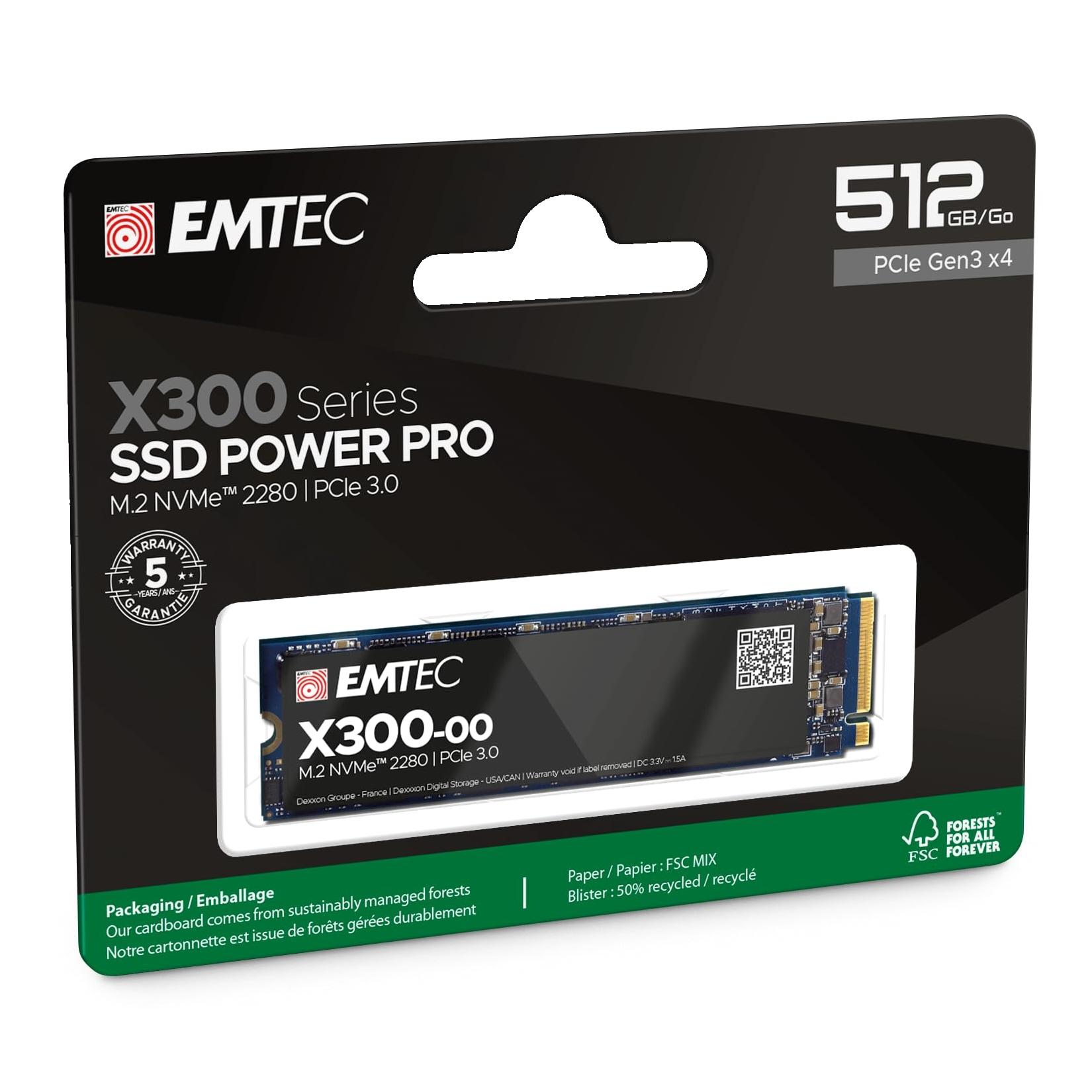 EMTEC X300 M.2 SSD Power Pro 512 GB NVMe PCIe 3.0 (ECSSD512GX300)