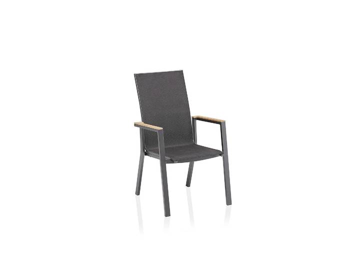 2er Set Kettler Rasmus Teak Stapelsessel hoch Aluminium/Outdoorgewebe