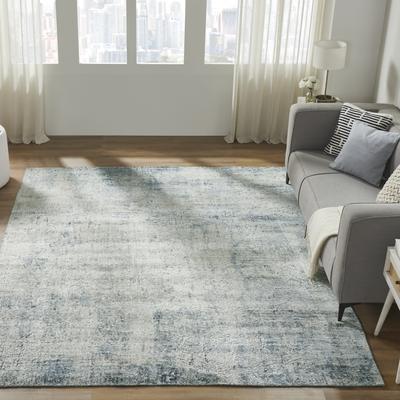 KALATY Urban Distress Abstract Blue Handmade Area Rug