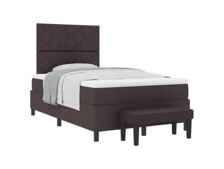 PUGYNBK Boxspringbett, Dunkelbraun, 120 x 200 cm, Stoff Verstellbares Kopfteil, Schaumstoff und Federn, Holzstruktur, atmungsaktiv