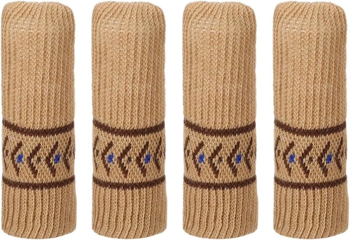 Set van 12 multicolor gebreide stoelpoothoezen voor meubelbescherming