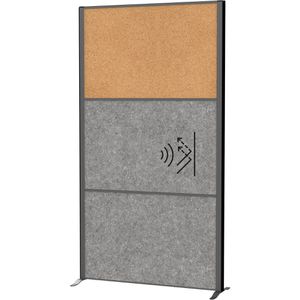 Maul Maul Stellwand  connecto 9605089, 2x Akustikvlies, 1x Kork, pinnbar, grau/braun, 100 x 182 cm
