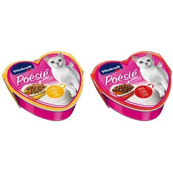 Vitakraft Katzenfutter Poesie - 15x Huhn und Gartengemüse + 15x Rind und Karotte