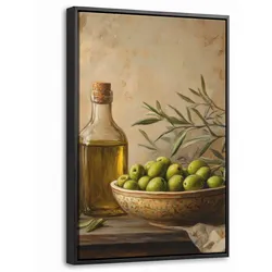 LEINWAND Bilder mit Rahmen - Oliven - Stilleben - Vintage - 40x60