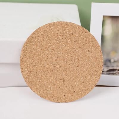 Multisell Products Hub Natural Round Wooden Coasters, Non Slip Cork Pads For Tea & Coffee Mugs round