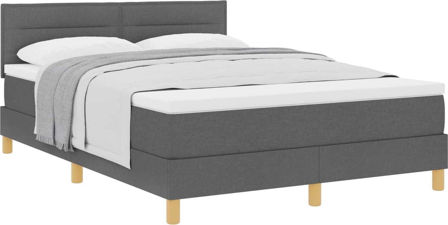 Boxspringbett mit Kissen Dunkelgrau 140 x 200 cm Stoff