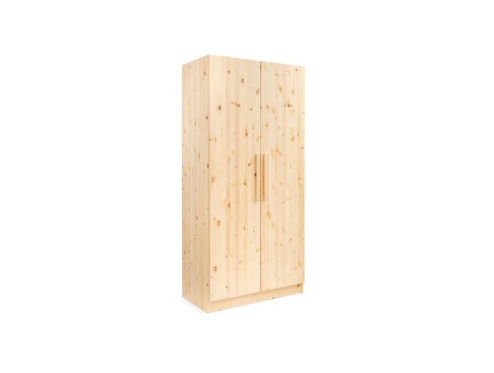Ehrenkind Kleiderschrank Linia 100 cm aus Kiefernholz (inkl. Kleiderstange und 2 Einlegeböden, flexibel anpassbare Innenaufteilung für Kinderzimmer) mit Soft-Close-System, individiuelles Rastersystem