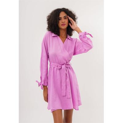 Jerseykleid FRESHLIONS "Joana", Damen, Gr. S, EURO-Größen, pink, 100% Leinen, normal, ohne Ausschnitt, Kleider Jerseykleid, in Wickeloptik
