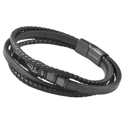 Armband ADELIA´S "Armband – Lederarmband Totenkopf aus Leder 19 cm", schwarz, Armbänder, Damen, 19cm, Leder, Armband, Geschenkidee: zeitlos und vielseitig