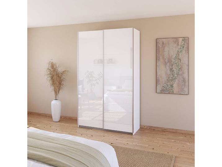 Armoire - Façade Verre 136cm Blanc/Blanc alpin