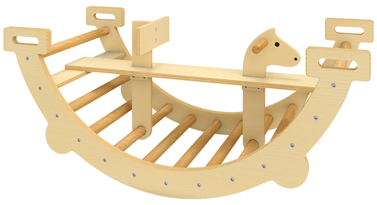 AIYAPLAY Montessori klimrek voor binnen, 2-in-1 houten klimboog, natuurlijke uitvoering