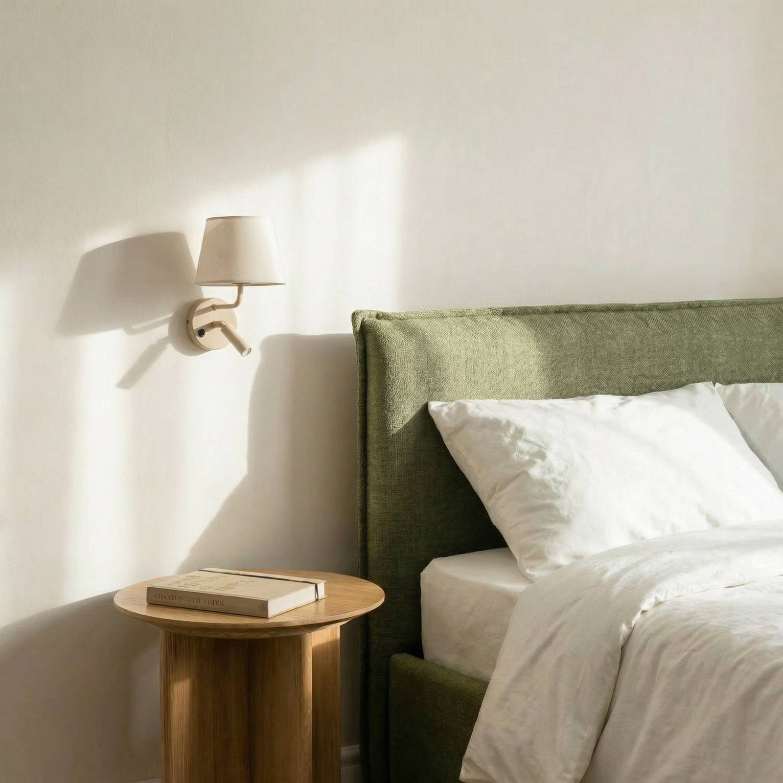 Wandleuchte Maja, sand, Textil, Leselicht, Höhe 25 cm Maja TK Lighting, dimmbar, creme / amber, für Schlafzimmer, Textil / Stoff / Seide