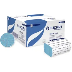 Papierhandtuch Lucart Skytech Z, blau, 20 x 24 cm , Z-Falz 2-lagig, 100% Zellstoff, 3000 Blatt (15 x 200)