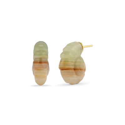 Paar Ohrstecker HAZE & GLORY "Ohrringe Ohrstecker Jade Grünlich-Braun 925 Sterling Silber vergoldet" Gr. 23, gold, Ohrringe, Damen, 23, Silber 925 (Sterlingsilber)