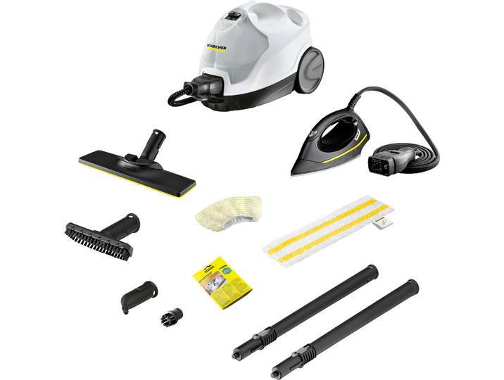 KÄRCHER Dampfreiniger SC 4 EASYFIX IRON , schwarz-weiß (weiß, schwarz), B:25,1cm H:27,3cm T:38cm, Mehrzwecksauger, mit Bodendüse EasyFix und Dampfdruck-Bügeleisen, Dampfreiniger