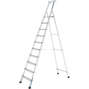 Zarges Stehleiter XLstep S, 41230, mit Plattform, aus eloxiertem Aluminium, bis 150kg, mit 10 Stufen