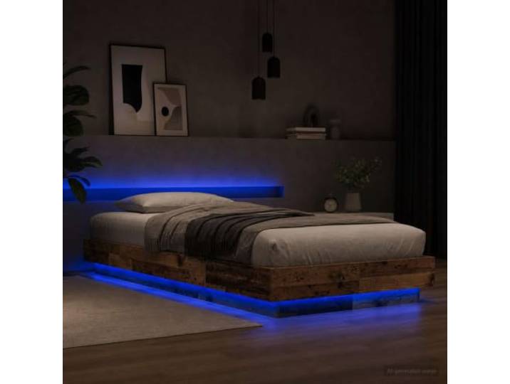 RJPLMFV Bettgestell mit LED, 80 x 200 cm, Holz Feste Latten inklusive, USB-Beleuchtung, mehrfarbig, modernes Design, einfache Wartung