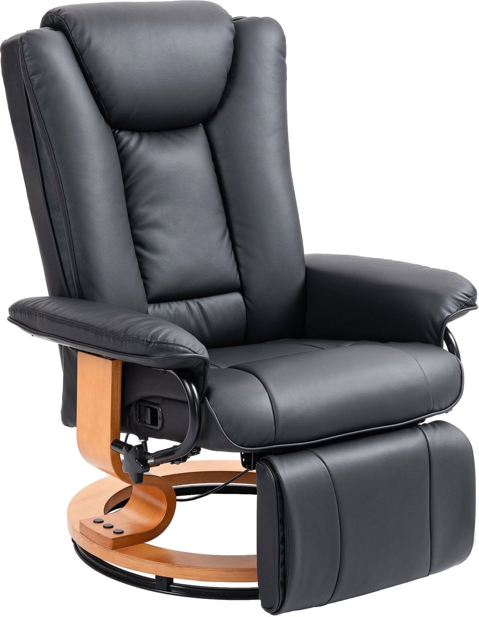 Zwarte relaxfauteuil met draaifunctie en kunstlederen bekleding