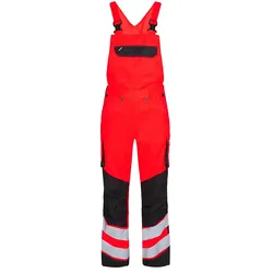 Warnschutz Latzhose "3545-319" Safety leicht Kl. 2 - 60 - rot/schwarz