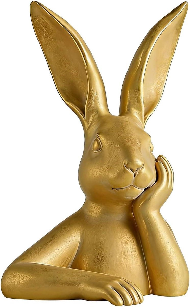 Decoratief Haas Figuur voor op tafel - Paasdecoratie - Goud