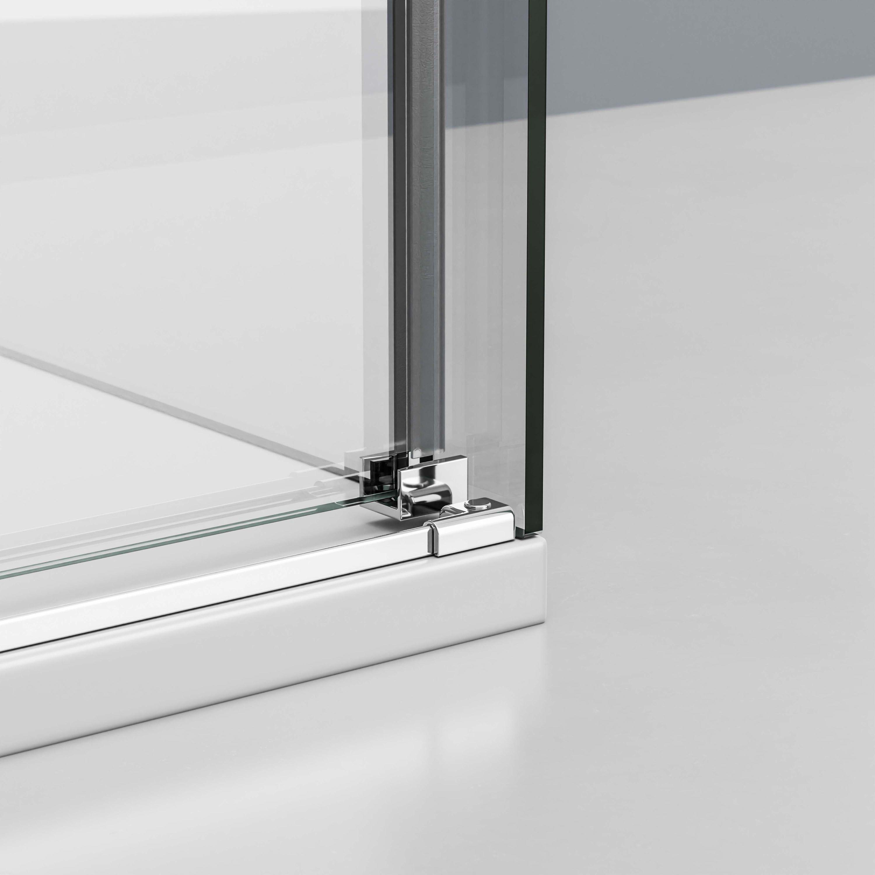 Eckdusche mit Schiebetür Soft-Close DX906 FLEX - 8 mm Nano Echtglas - Chrom - Breite wählbar, Breite Schiebetür-Element:170 cm, Breite Seitenwand:70cm