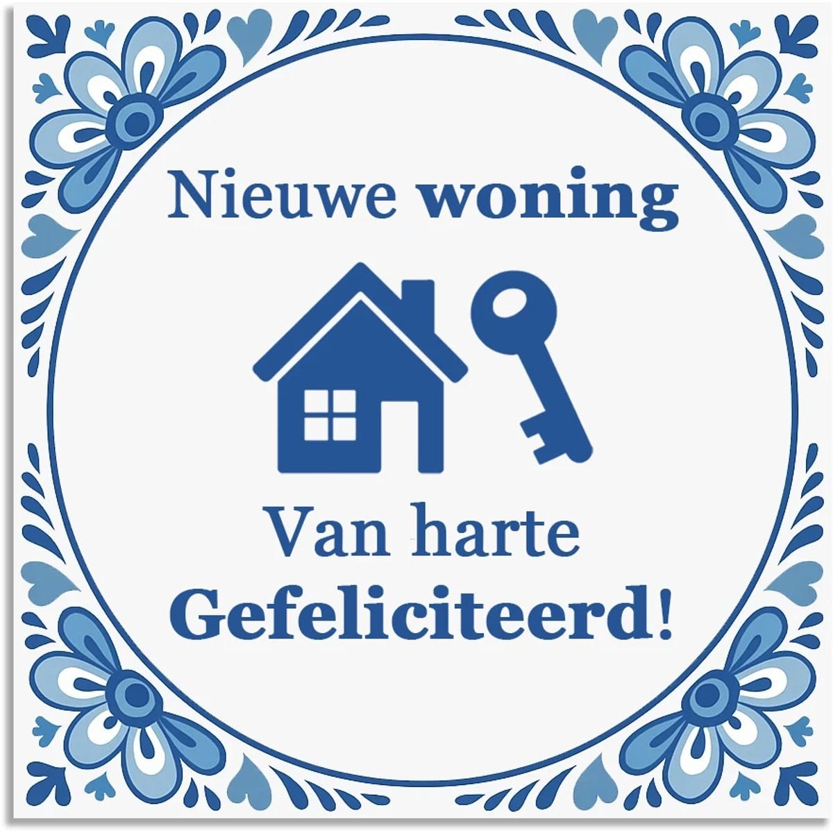 Delfts blauw wandbord Hollandse cadeautjes Nieuwe woning gefeliciteerd