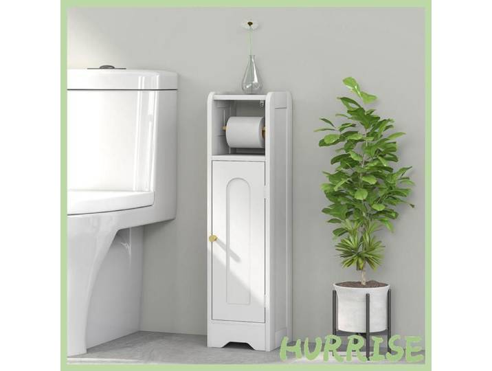 Cocosity Meuble Salle De Bain Meuble Toilettes Wc Rangement Étroit Avec Étagère Réglable Gain De Place Pour Petits Espaces Blanc