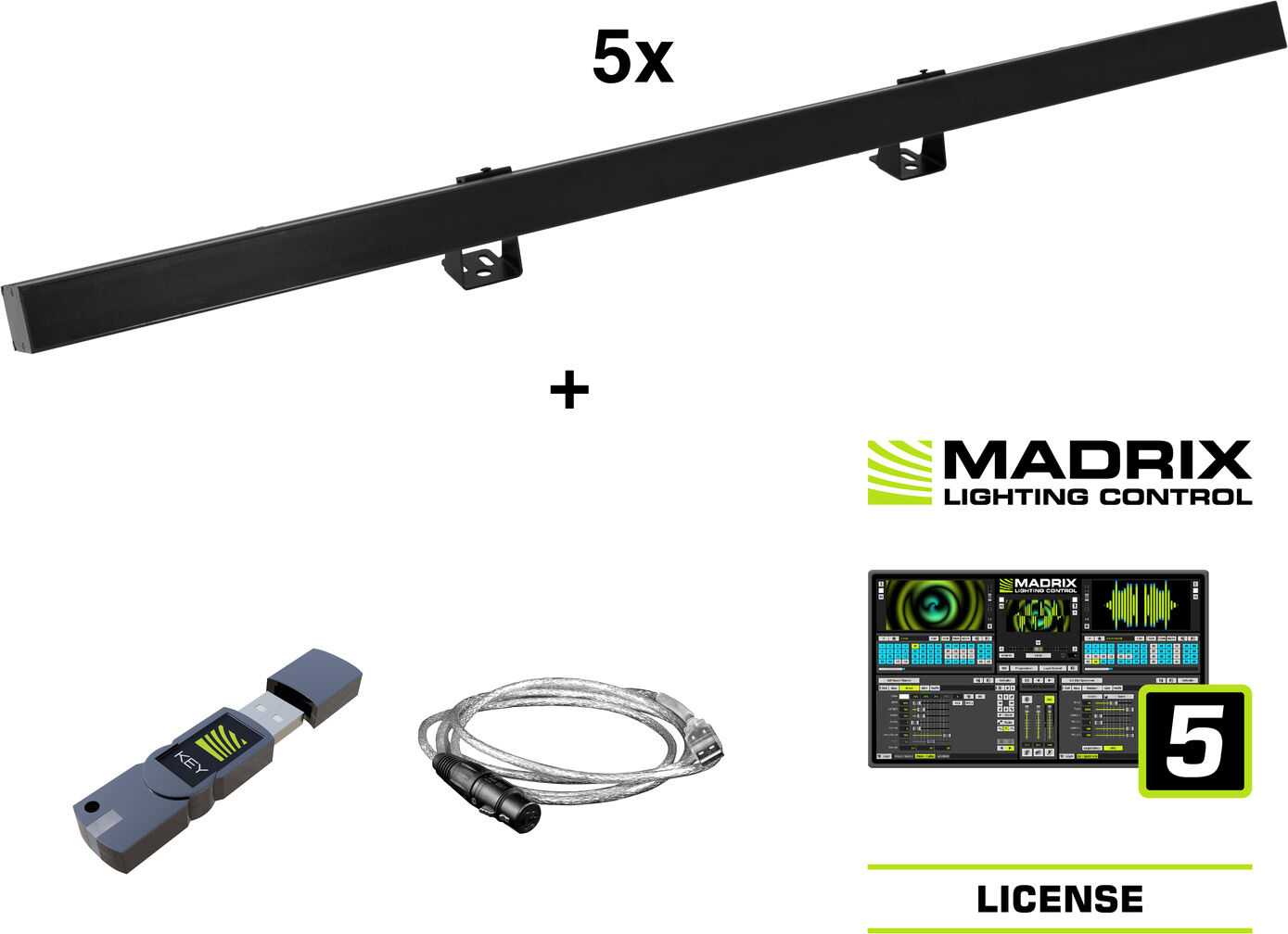 EuroLite Set 5x Led Pr-100/32 Pixel Dmx Rail Sw + Madrix Software
