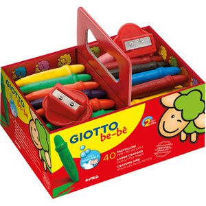 GIOTTO-Fila Wachsmalstifte be-bè Schoolpack, Kleinkinder, bruchsicher, inkl. Spitzer, 40 Stück