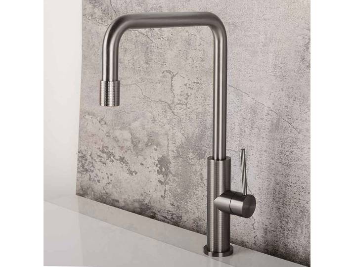 Robinet de cuisine rotatif minimaliste, robinet d'évier d'eau froide et chaude en acier inoxydable 304