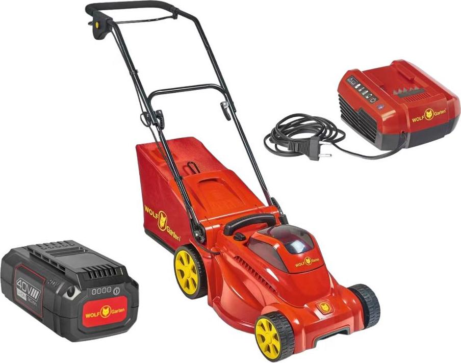 WOLF-Garten Lycos 40/340 H HandgefÃ1/4hrter Rasenmäher, Elektromotor, 34cm Schnittbreite, Mulchmäher, Grasfang hinten