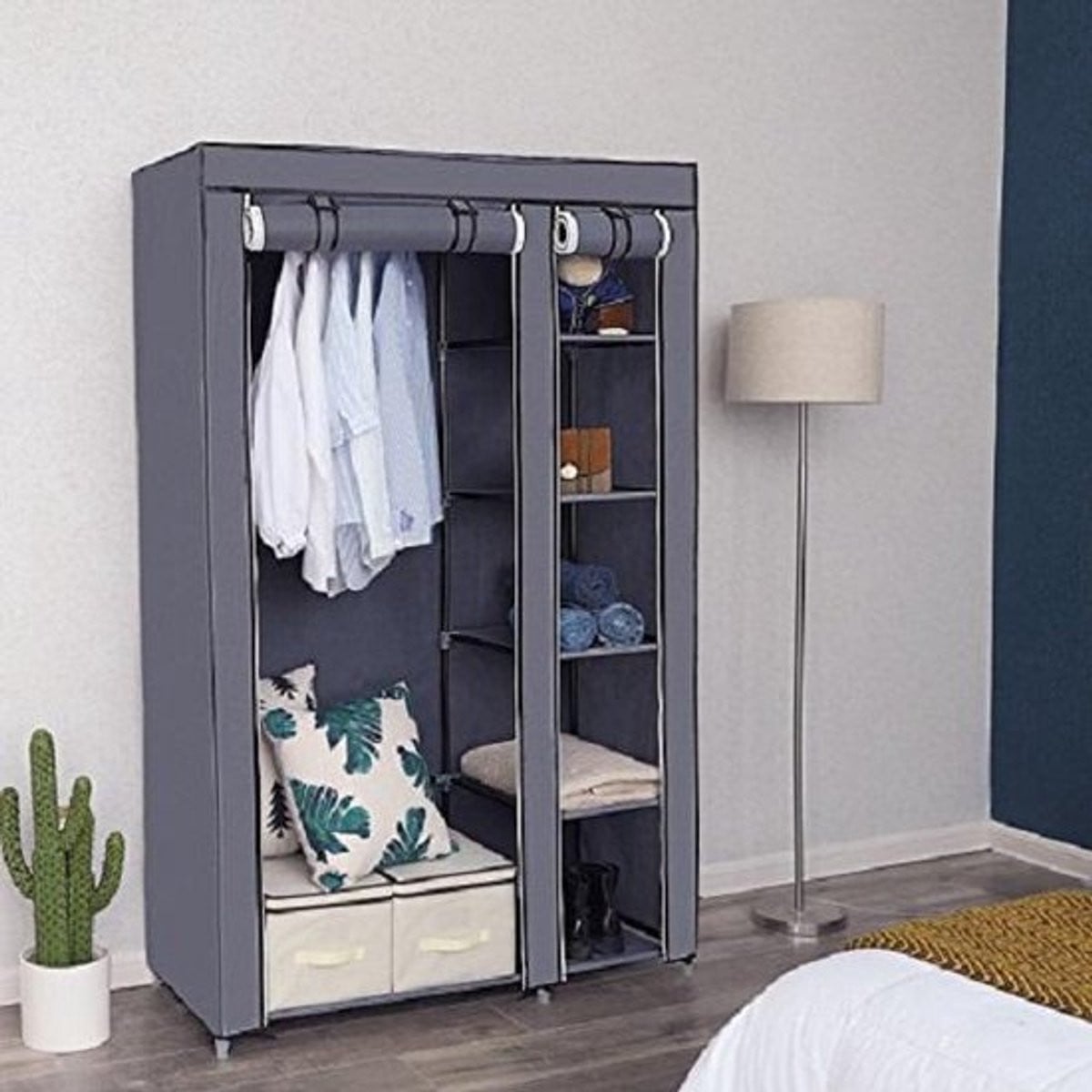 Songmics Opvouwbare Stoffen Kledingkast met Hangkast en Legkast, B/D/H: 110 x 45 x 175 cm