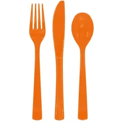 18 Stück Mehrweg Besteck aus Kunststoff - Orange