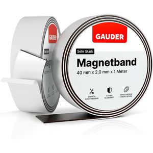 Gauder Magnetband sehr stark, schwarz, stark selbstklebend, 2mm Stärke, 40 mm x 1 m