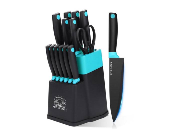 LuxusKollektion Messer-Set Messerblock Set 14-teilig Grün Selbstschärfend
