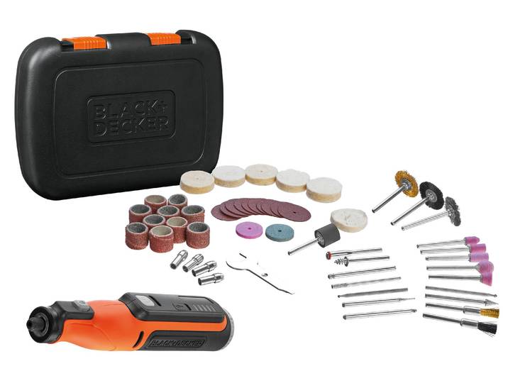 Outil multifonction rotatif 7\,2 V - BLACK+DECKER - avec 1 batterie 1.5 Ah + 50 accessoires - coffret - BCRT8IK-XJ