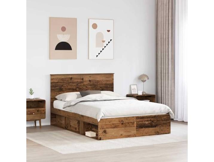KTHLBRH Bettgestell 135 x 190 cm, Kiefer massiv Rechteckiger Sockel, feste Latten, modernes Design, Doppelzimmer