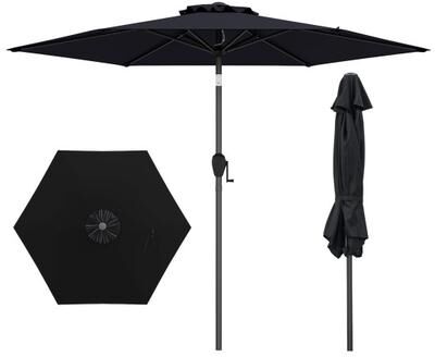 Costway 7.5 feet Outdoor Patio Heavy Duty Market Umbrella with Push Button Tilt-Black