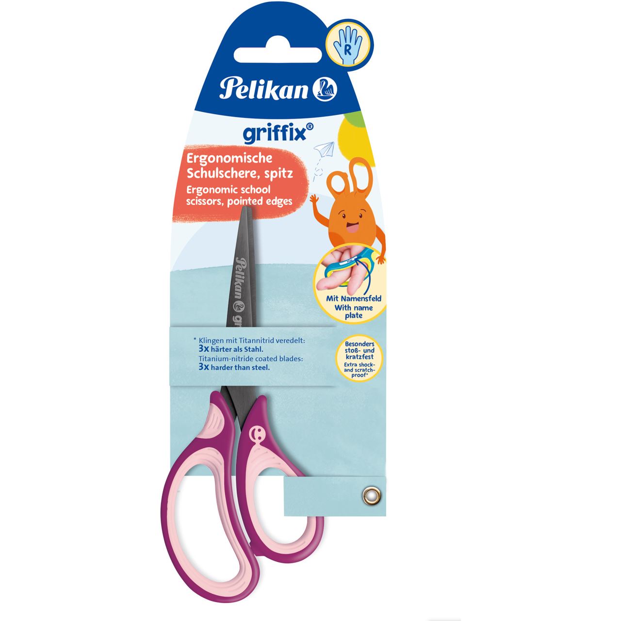 Pelikan griffix Schulschere spitz Rechtshänder SweetBerry Blister