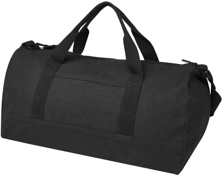 Sac de voyage personnalisé 50 litres en coton recyclé Trace noir