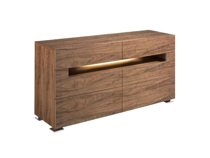 Commode effet bois noyer et éclairage intérieur