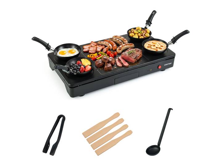 Elektrische Grill 2-in-1 Elektrische Tafelgrill Elektrische Grillplaat met Grilltang Lepel