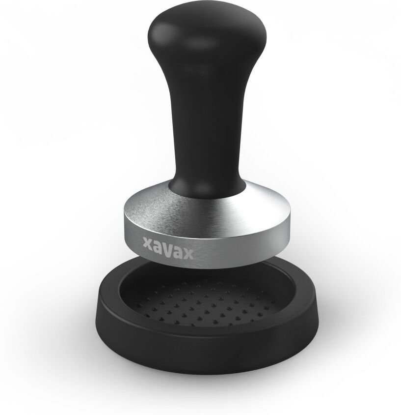 Tamper XAVAX "Tamping-Set Tamper 58 mm aus Edelstahl", schwarz, Edelstahl, Silikon, Barista-Sets, Tamper, Temper mit Tempermatte