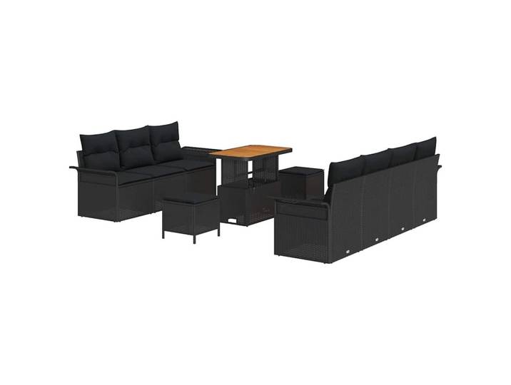 vidaXL Loungesofa Garten-Sofa-Set 10 stk. 9-Sitzanzahl Schwarz, 10 Teile
