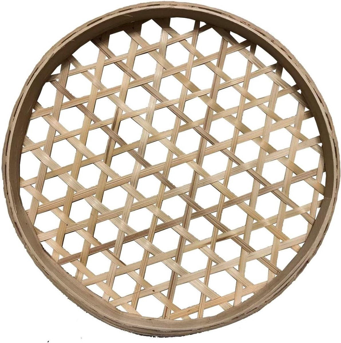 Fruitmand Riet Wit - Handgevlochten Opbergmand en Dienblad - Diameter: 18 cm