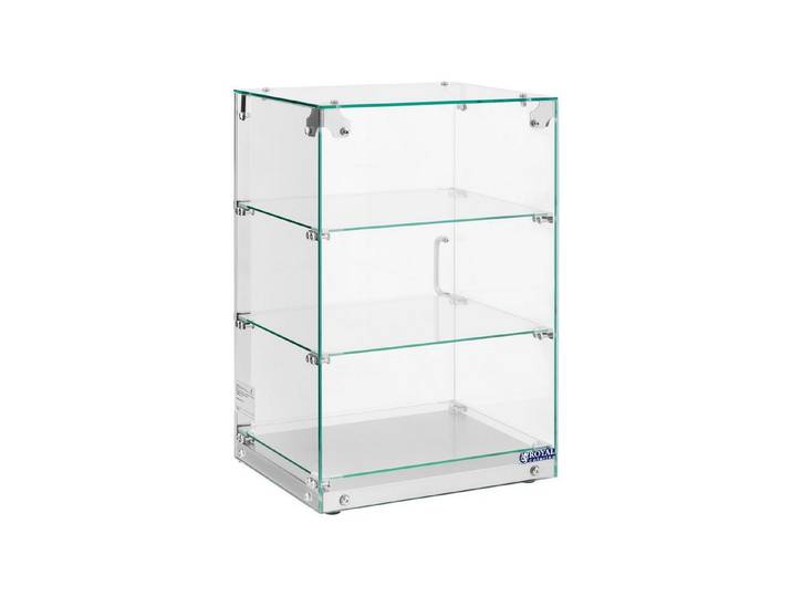 Royal Catering Buffet-Vitrine Gastro Kuchenvitrine 60 L Tortenvitrine 3 Ebenen Panoramavitrine Café, Edelstahl, Glas