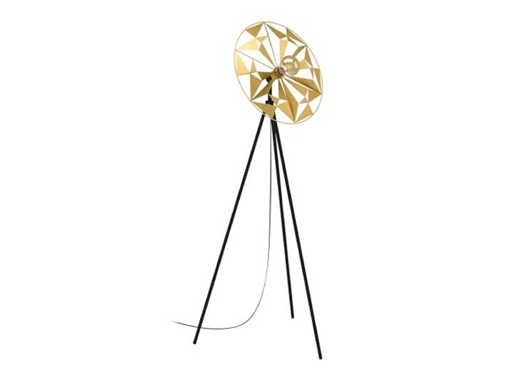 Eglo Lampadaire trépied Castanuelo\, luminaire sur pied au design rétro lampe de salon à pied en métal doré et noir\, avec douille E27