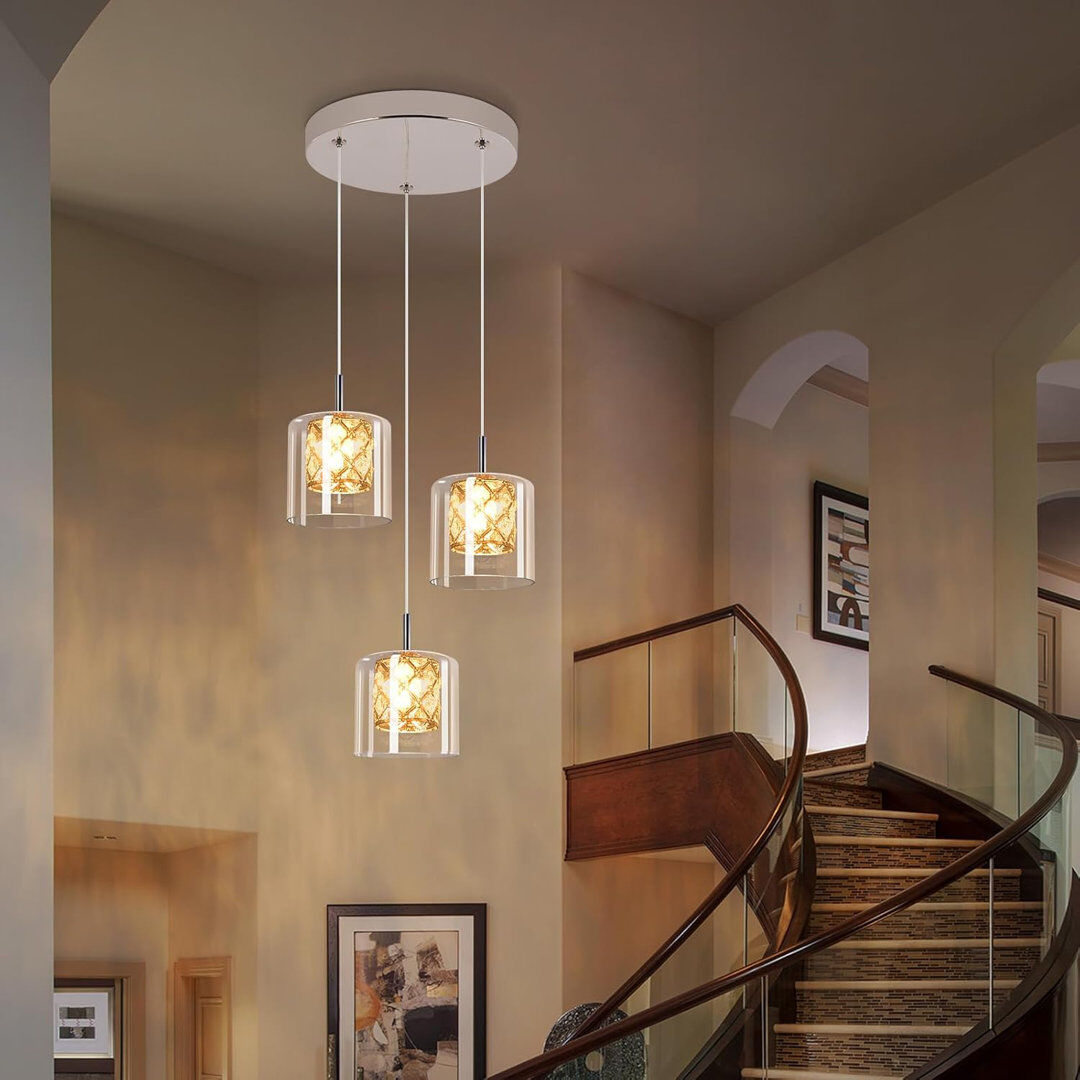 Rosdorf Park - Light Stainless Stee Cylinder Pendant Stainless Stee 140cm H x 20cm W x 20cm D